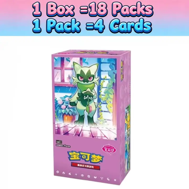 Pink Floragato Gem Pack Vol.5 box beneath a blue-and-pink 18-packs and 4-cards catalog overlay