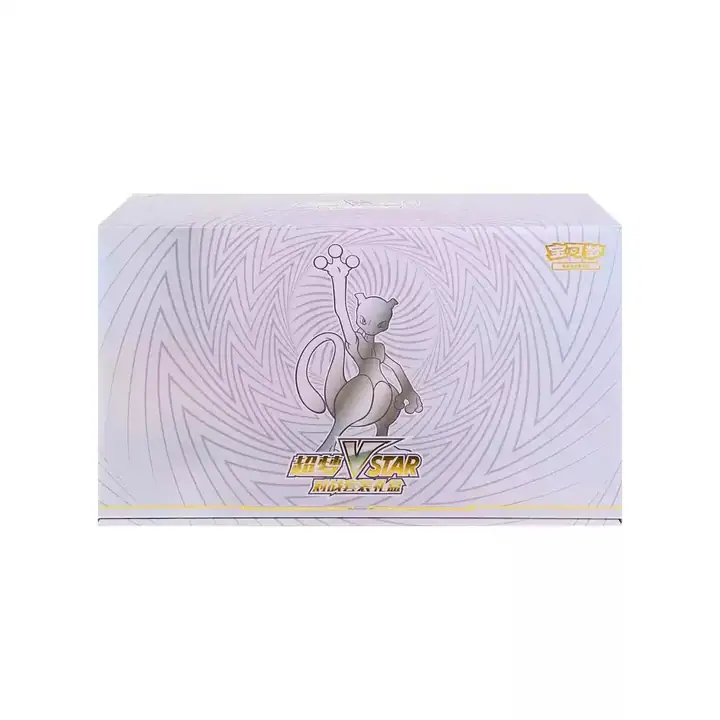 Pale-purple Mewtwo VSTAR box with spiral pattern, Mewtwo silhouette and 超梦VSTAR 对战套装礼盒 title